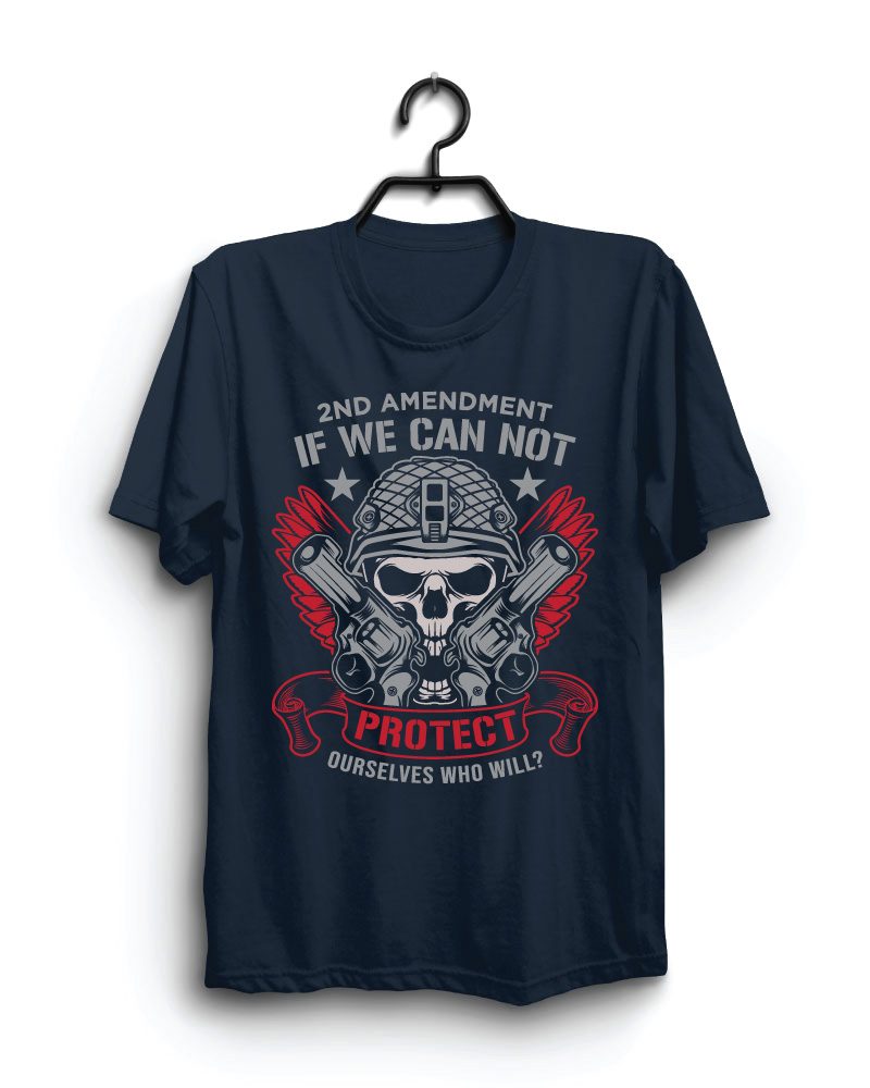 Cloth Machine 2nd amendment pure cotton Navy Blue Tshirt