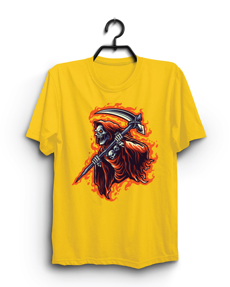 Cloth Machine Skelton pure cotton Yellow Tshirt