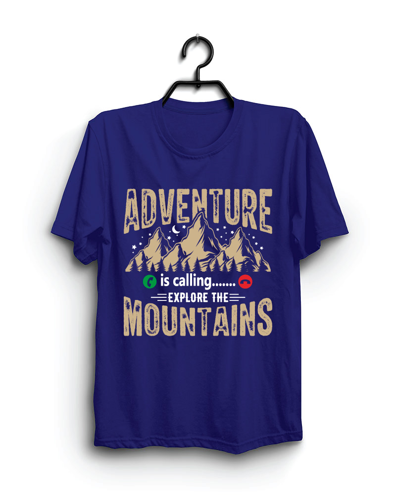 Cloth Machine adventure calling pure cotton Royal Blue Tshirt