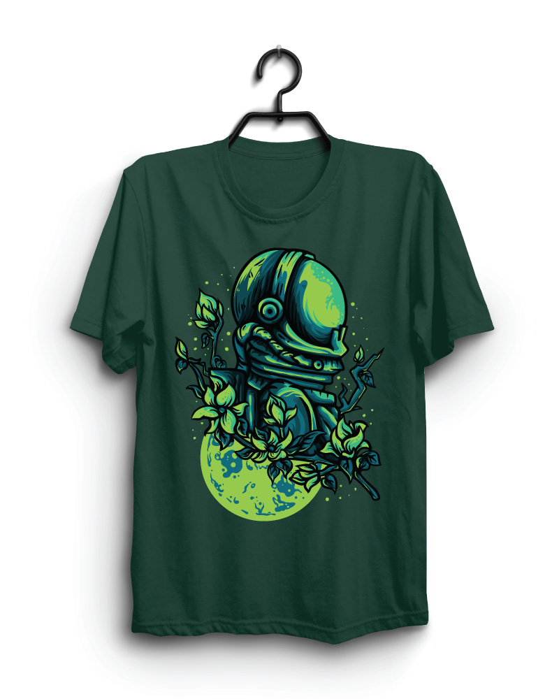 Cloth Machine alien earth pure cotton Bottle Green Tshirt