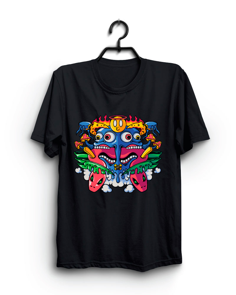 Cloth Machine aliens everywhere pure cotton Black Oversized Tshirt