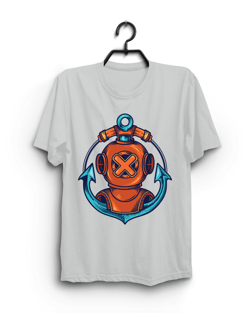 Cloth Machine anchor pure cotton Grey Tshirt