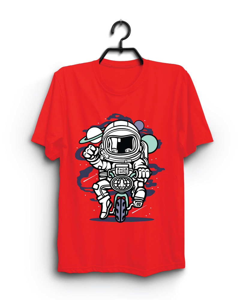 Cloth Machine astro cycle pure cotton Red Tshirt