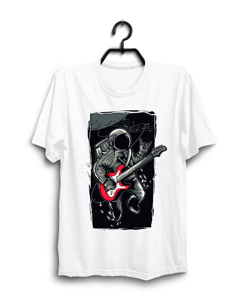 Cloth Machine astro guitarist pure cotton White Oversized Tshirt