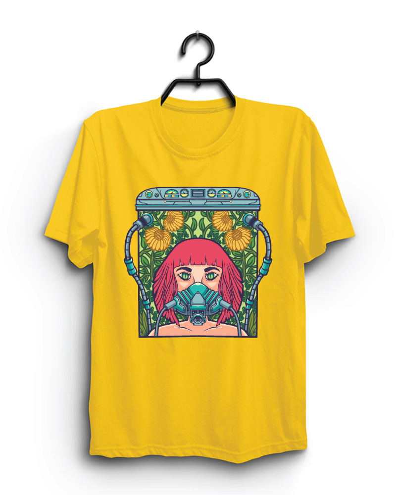 Cloth Machine astro queen pure cotton Yellow Tshirt