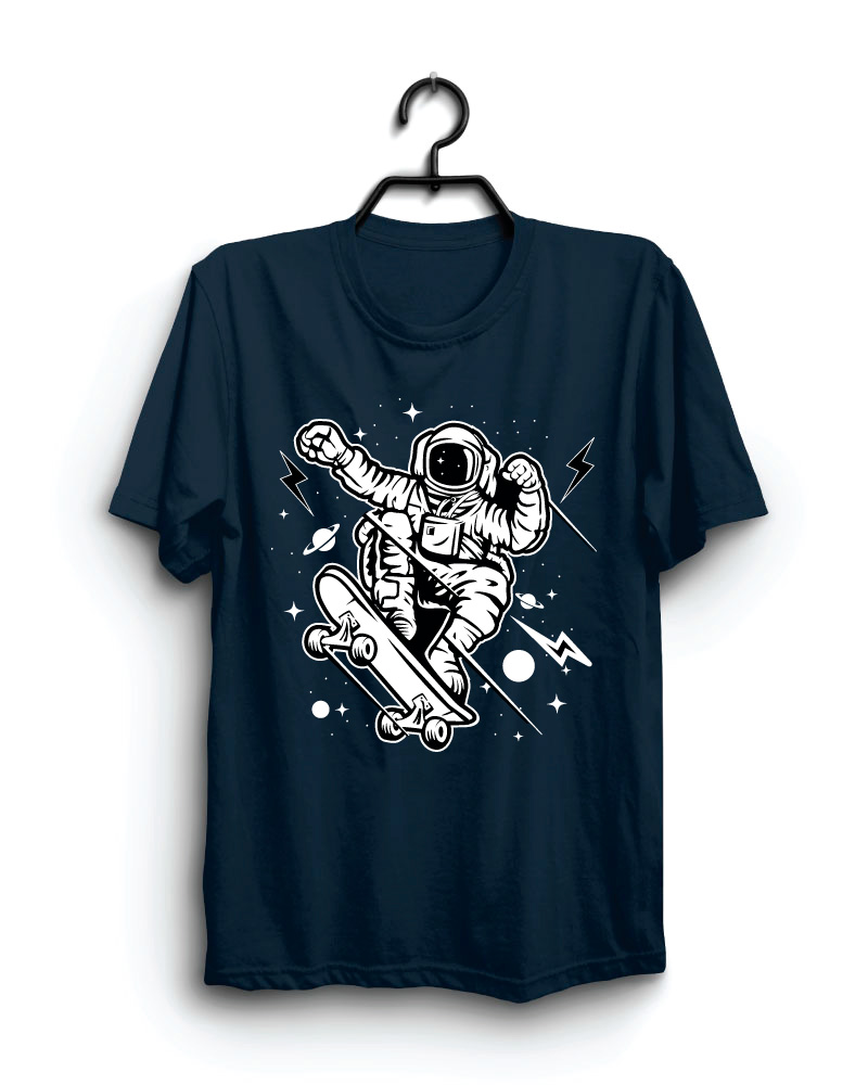 Cloth Machine astro skate pure cotton Navy Blue Tshirt