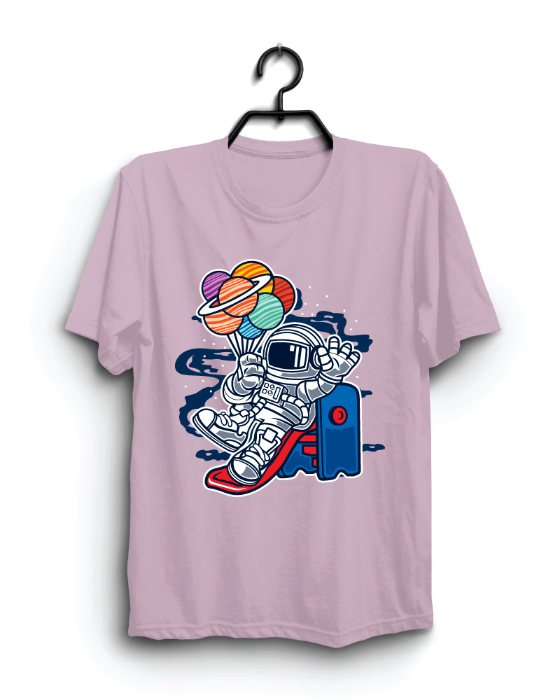 Cloth Machine astro with universe pure cotton onion Tshirt