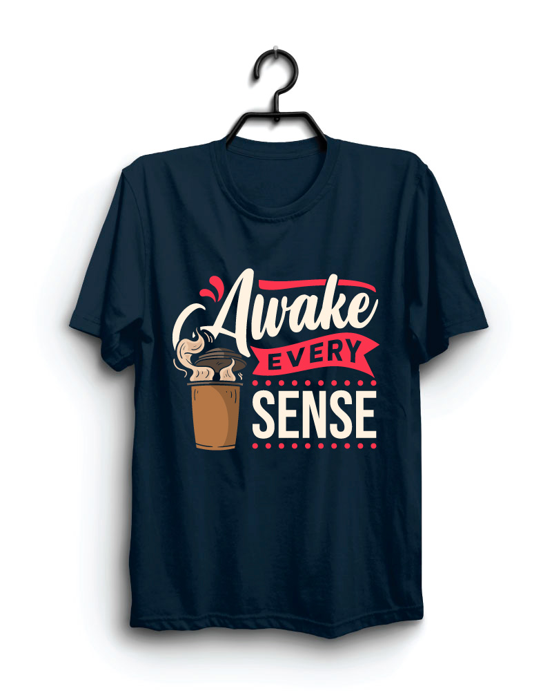 Cloth Machine awake every sense pure cotton Navy Blue Tshirt