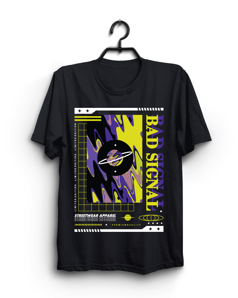 Cloth Machine bad signal pure cotton Black Oversized Tshirt
