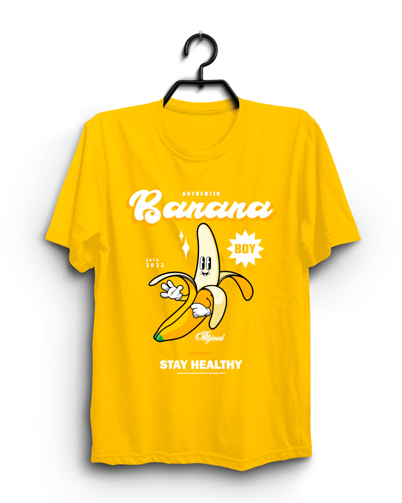 Cloth Machine banana pure cotton Yellow Tshirt