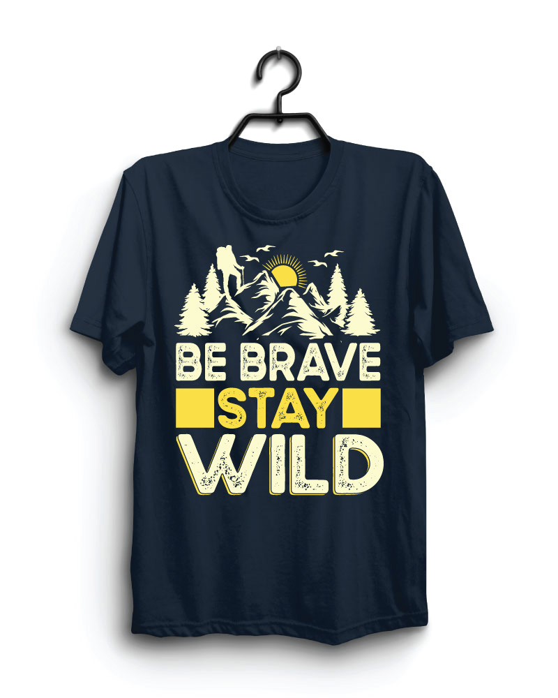 Cloth Machine be brave pure cotton Navy Blue Tshirt