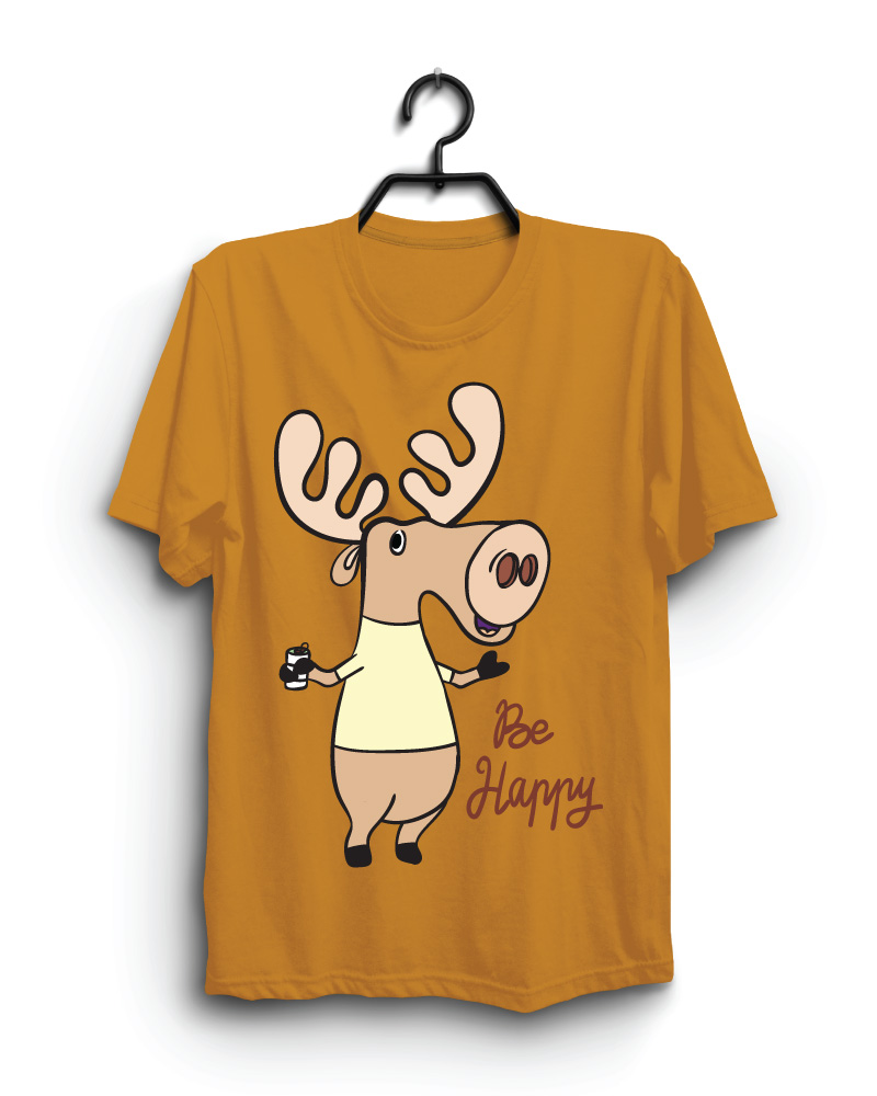 Cloth Machine be happy pure cotton camel Tshirt