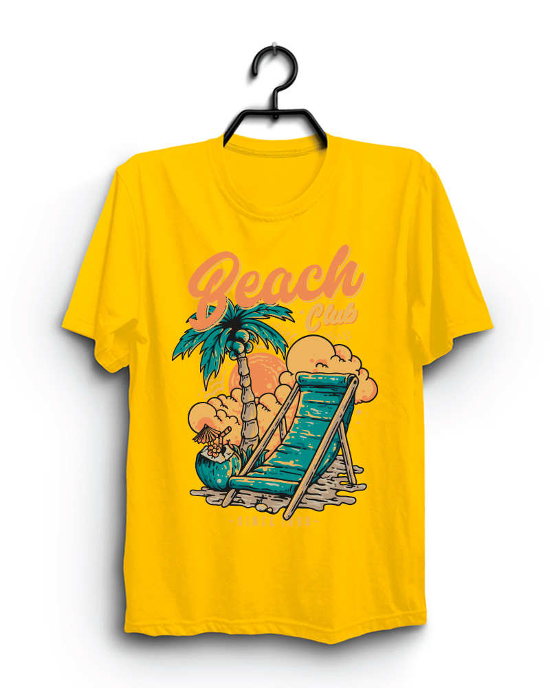 Cloth Machine beach club pure cotton Yellow Tshirt