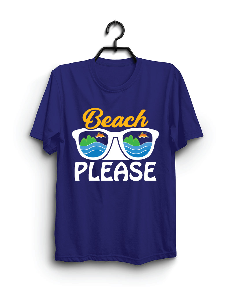 Cloth Machine beach please pure cotton Royal Blue Tshirt