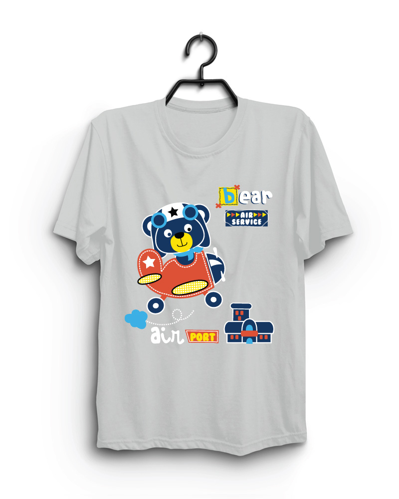 Cloth Machine bear air service pure cotton Grey Tshirt
