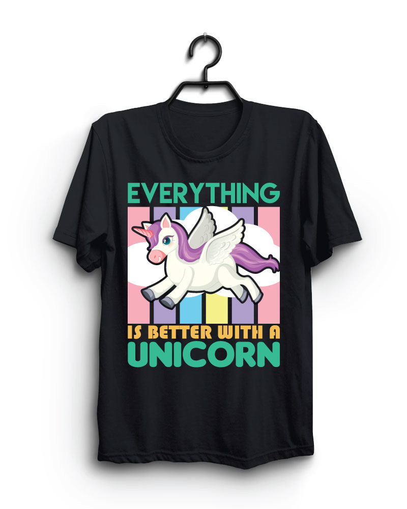 Cloth Machine better unicorn pure cotton Black Oversized Tshirt