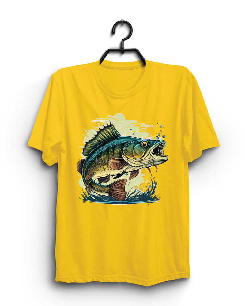 Cloth Machine big fish pure cotton Yellow Tshirt