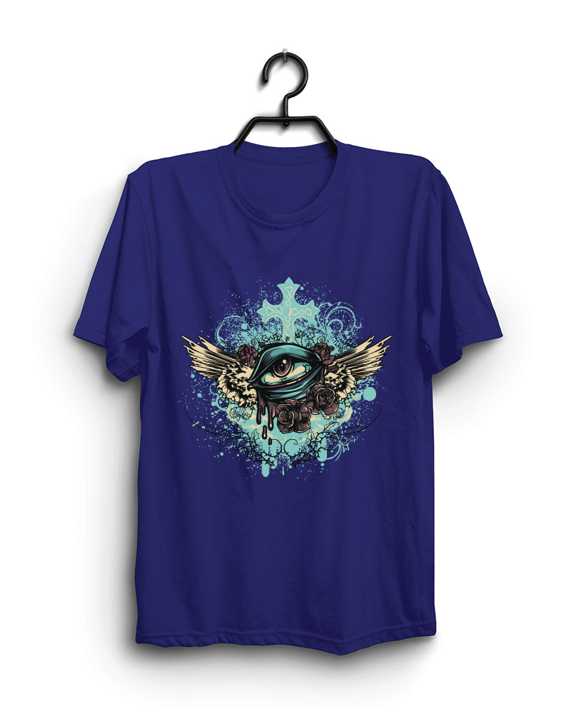 Cloth Machine blue eye pure cotton Royal Blue Tshirt