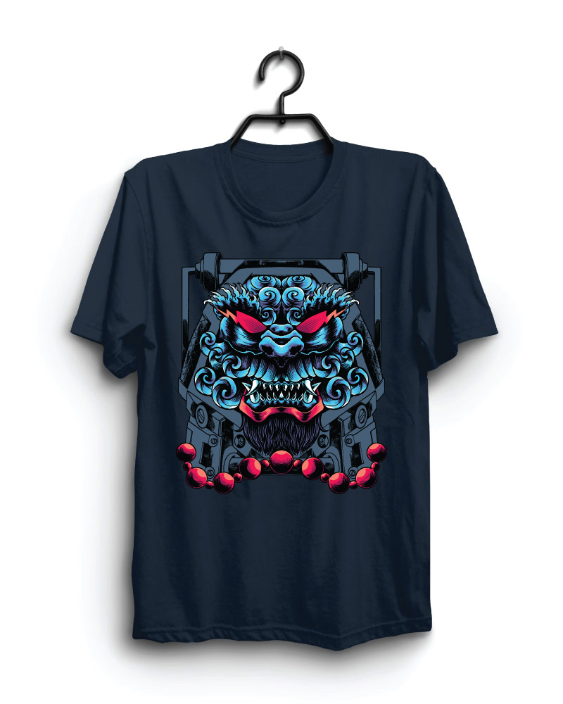 Cloth Machine blue hongkong pure cotton Navy Blue Tshirt