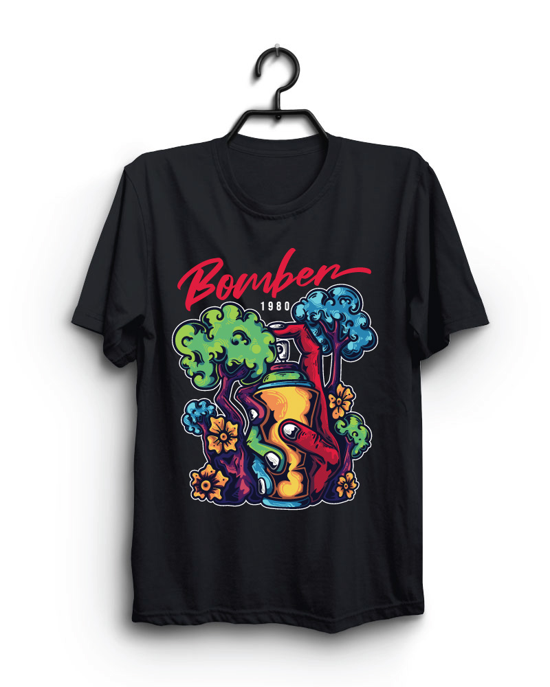 Cloth Machine bomber 1980 pure cotton Black Oversized Tshirt