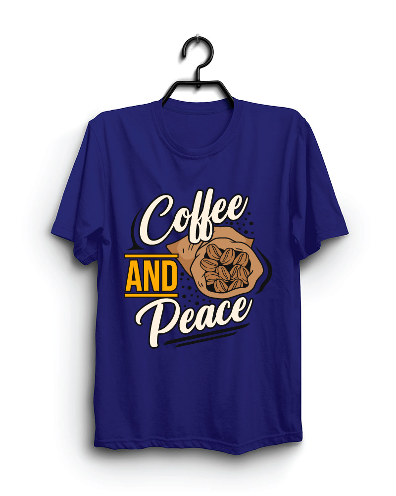 Cloth Machine coffee and peace pure cotton Royal Blue Tshirt