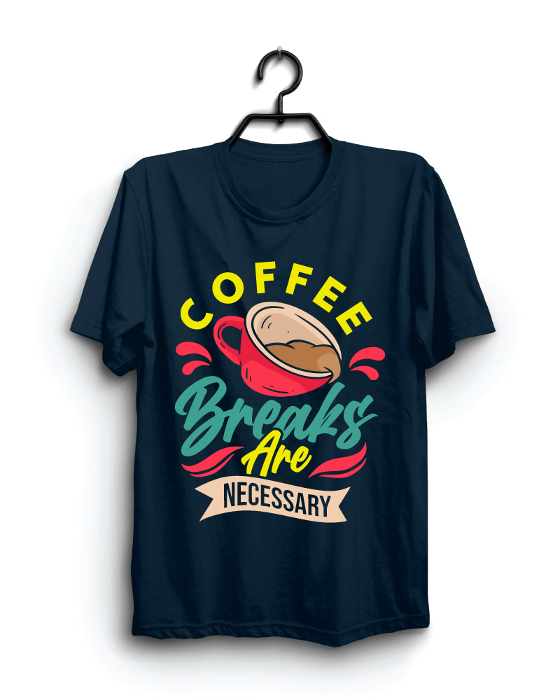 Cloth Machine coffee breaks pure cotton Navy Blue Tshirt