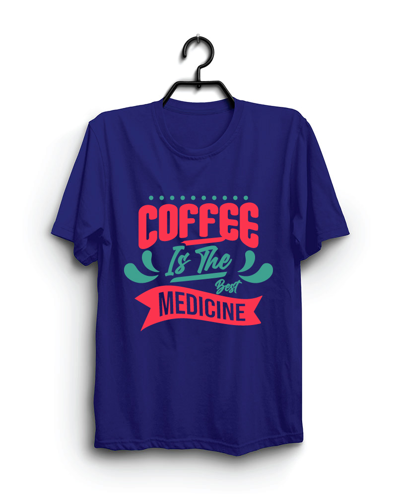 Cloth Machine coffee is the medicine pure cotton Royal Blue Tshirt