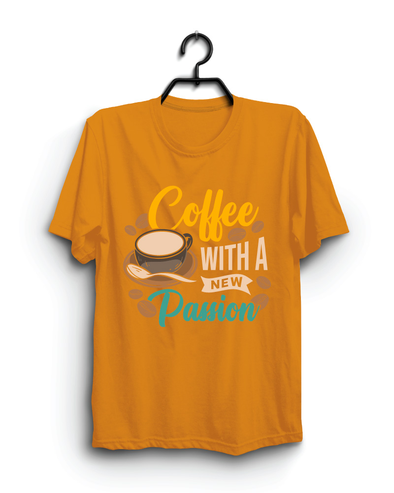 Cloth Machine coffee with a new passion pure cotton camel Tshirt