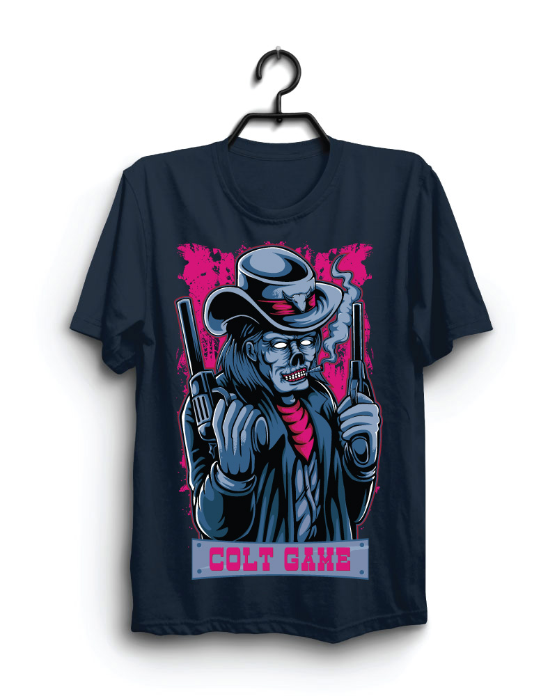 Cloth Machine cold game pure cotton Navy Blue Tshirt