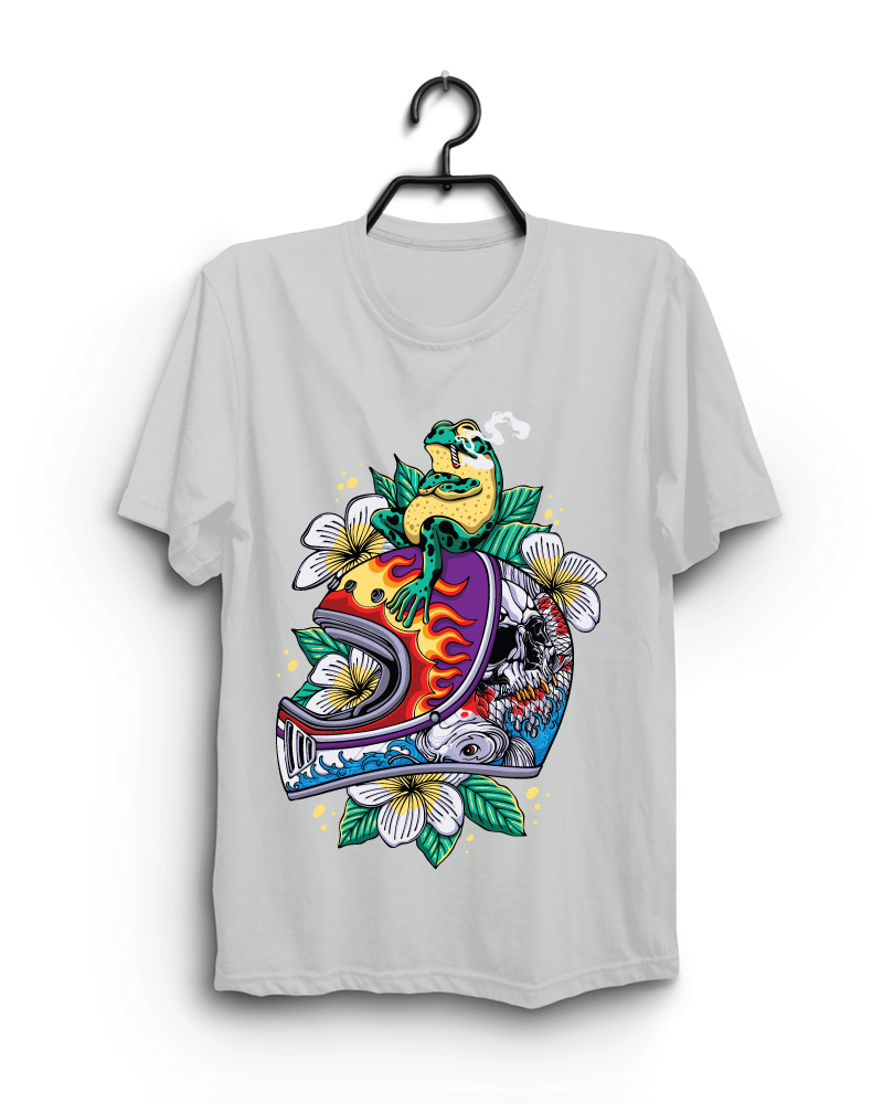 Cloth Machine colorful helmet pure cotton Grey Tshirt