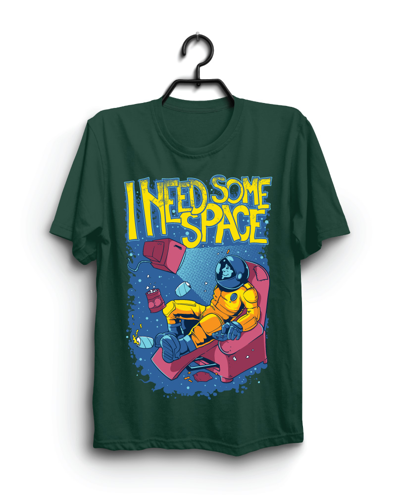 Cloth Machine ineed some space pure cotton Bottle Green Tshirt