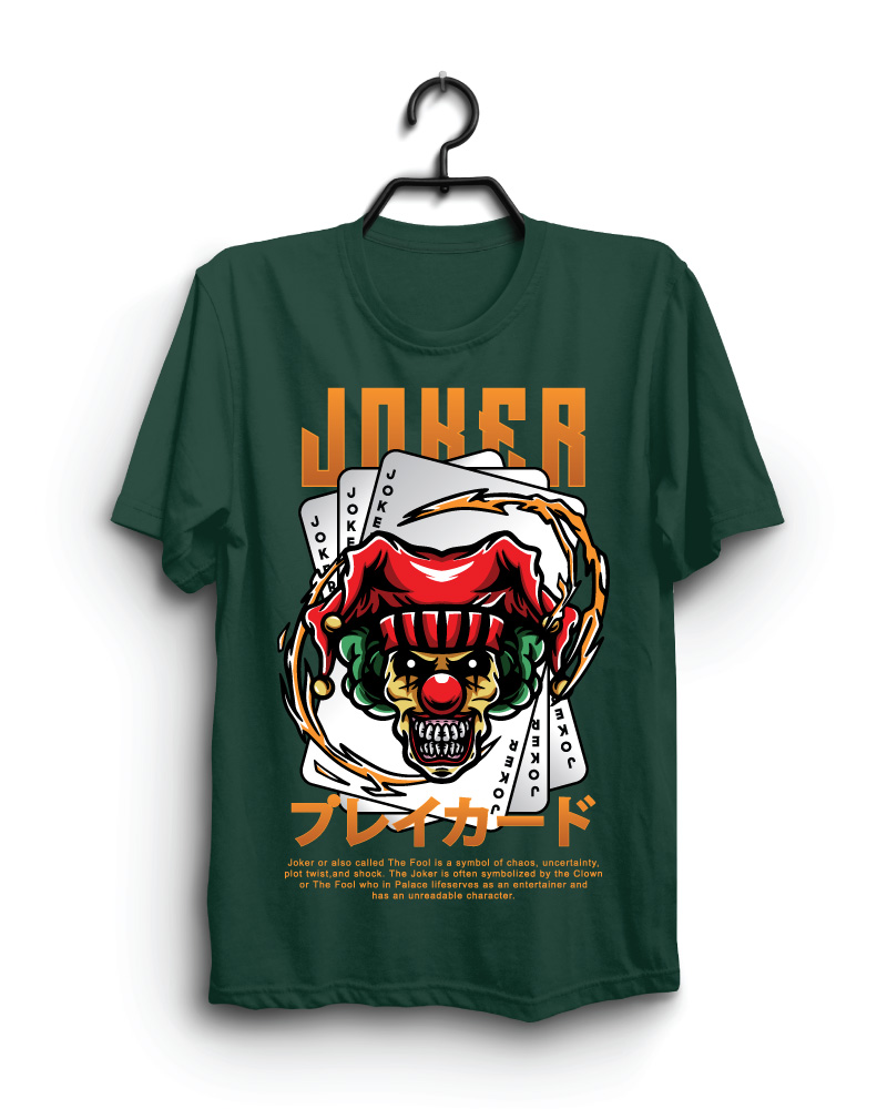 Cloth Machine joker pure cotton Bottle Green Tshirt
