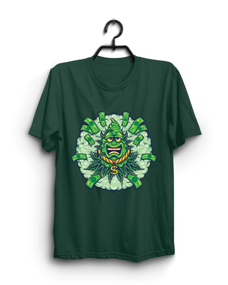 Cloth Machine laughing monster pure cotton Bottle Green Tshirt