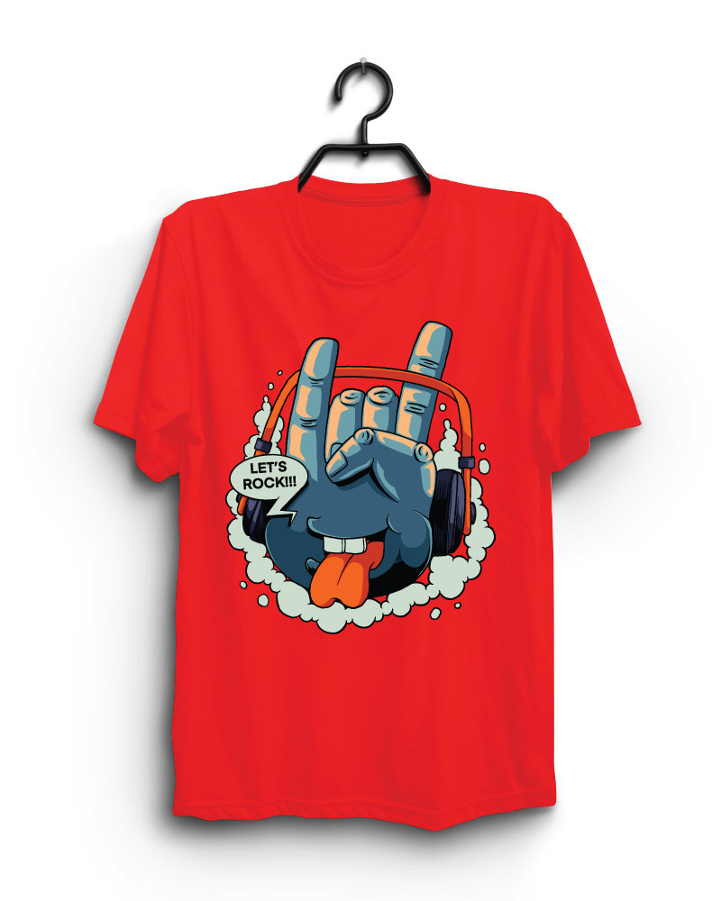 Cloth Machine lets rock pure cotton Red Tshirt