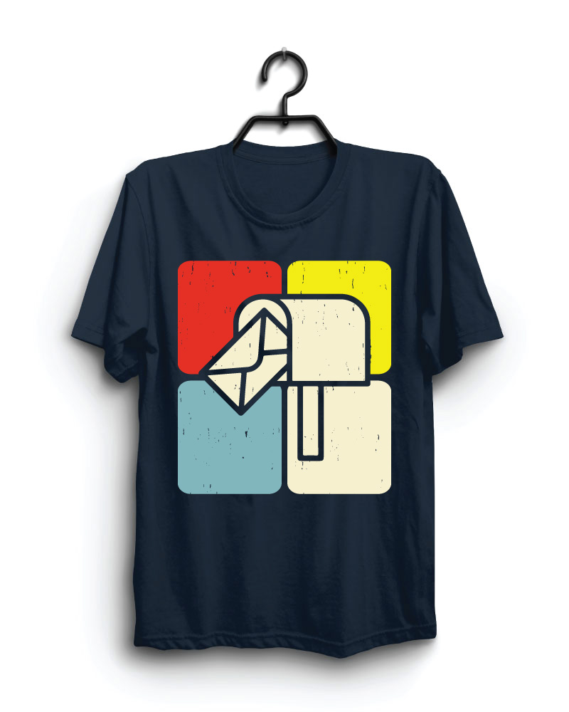 Cloth Machine letterbox pure cotton Navy Blue Tshirt