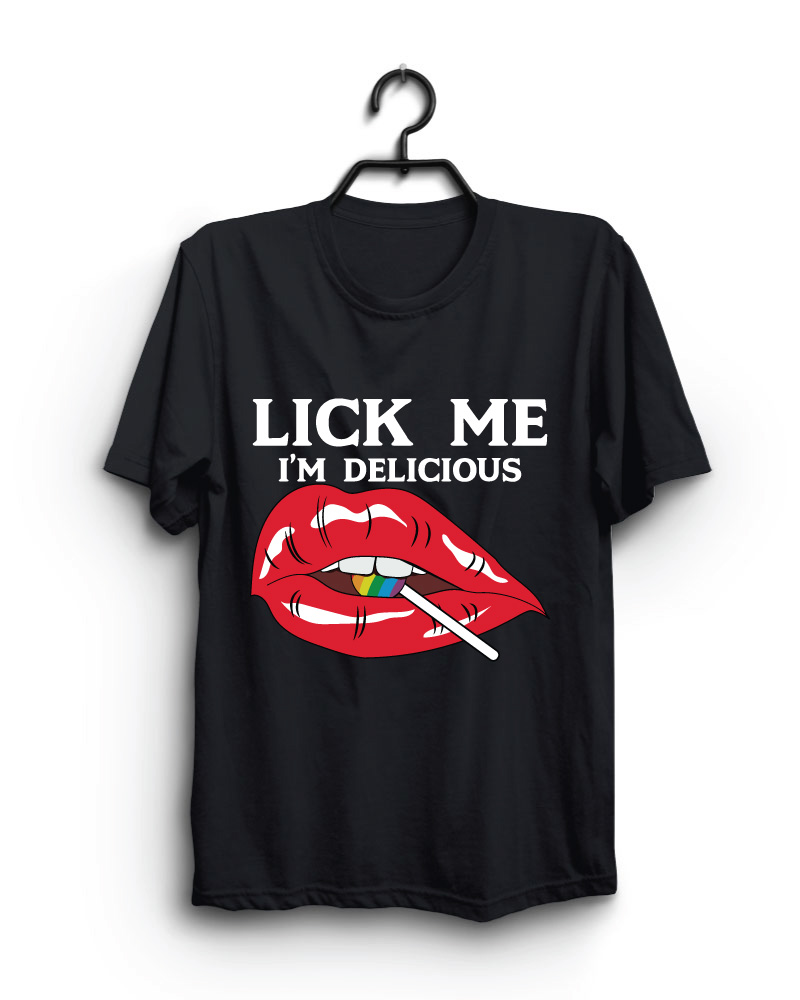 Cloth Machine lick me pure cotton Black Oversized Tshirt