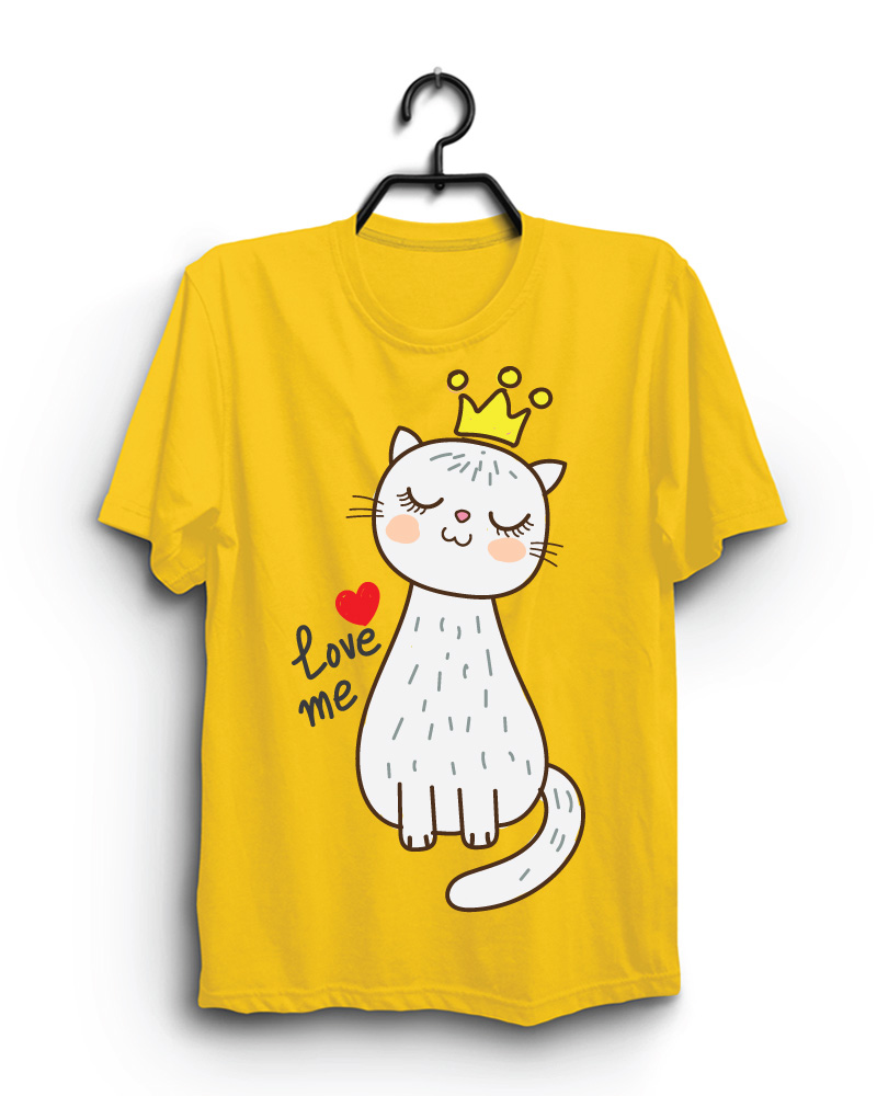 Cloth Machine love me pure cotton Yellow Tshirt