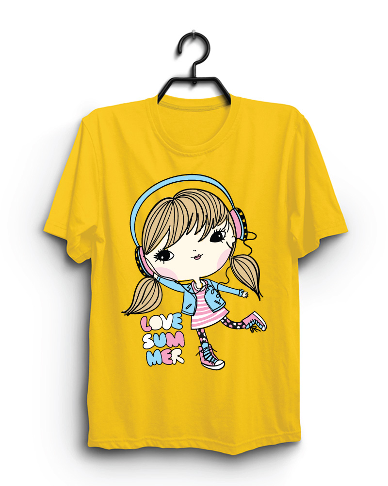 Cloth Machine love summer pure cotton Yellow Tshirt