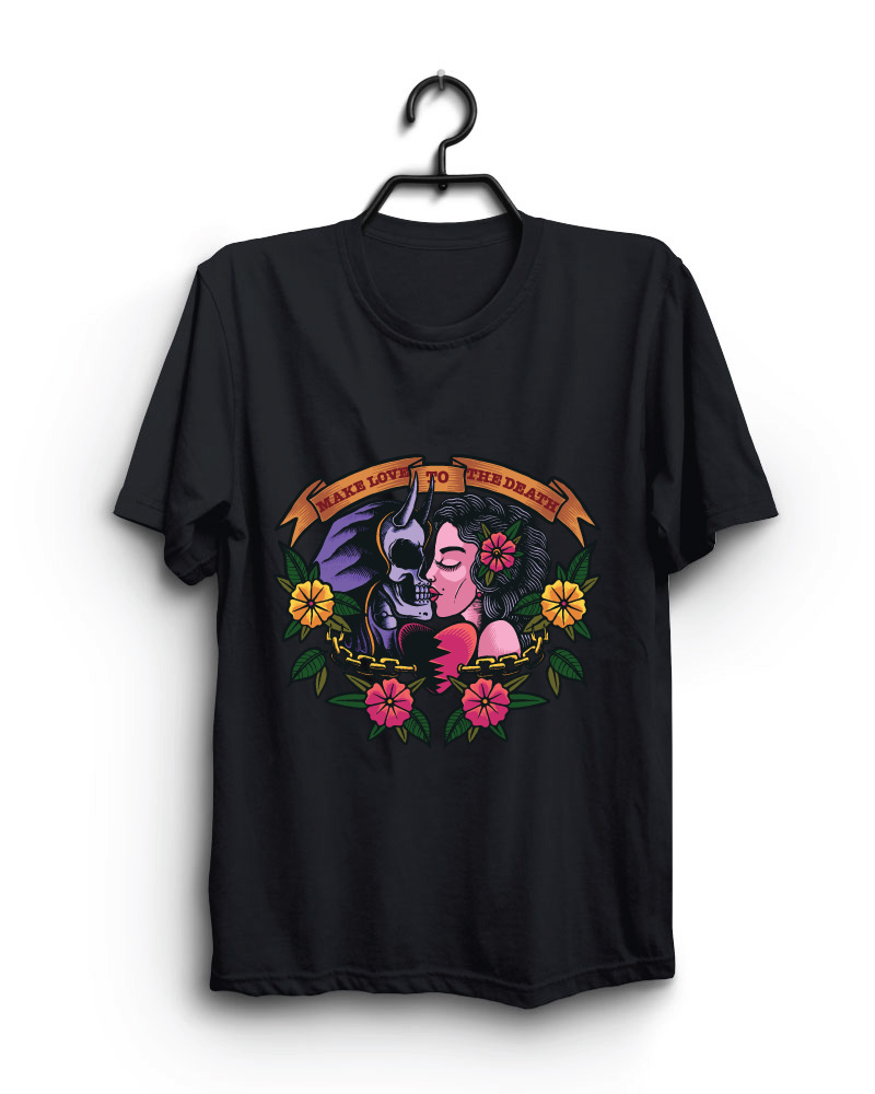 Cloth Machine make love till death pure cotton Black Oversized Tshirt