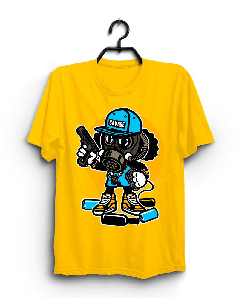 Cloth Machine mask savage pure cotton Yellow Tshirt