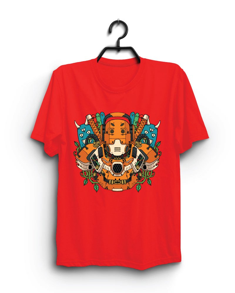 Cloth Machine metal lab pure cotton Red Tshirt