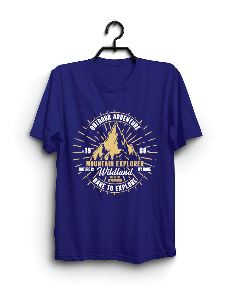 Cloth Machine mountain explorer pure cotton Royal Blue Tshirt