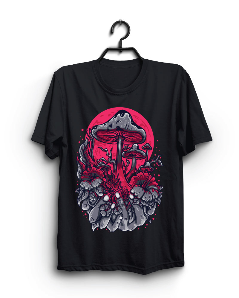Cloth Machine mushroom zombie pure cotton Black Oversized Tshirt