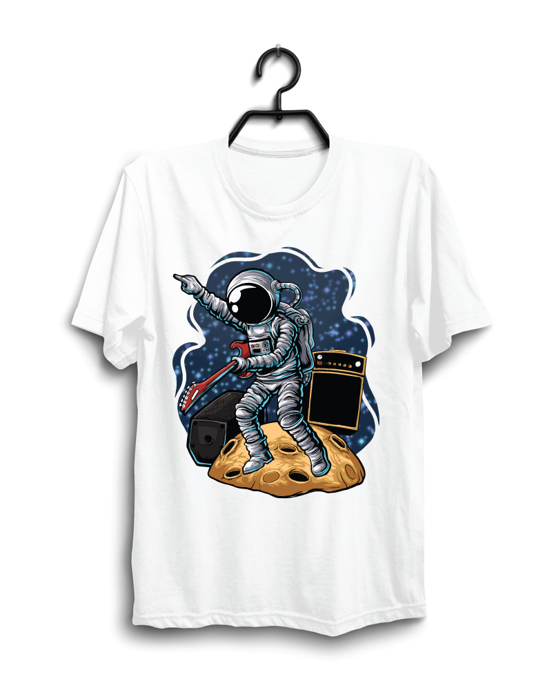 Cloth Machine musical astronaut pure cotton White Oversized Tshirt