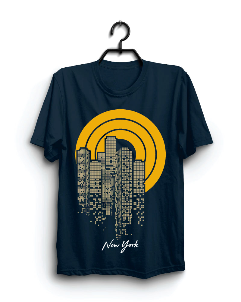 Cloth Machine new york pure cotton Navy Blue Tshirt