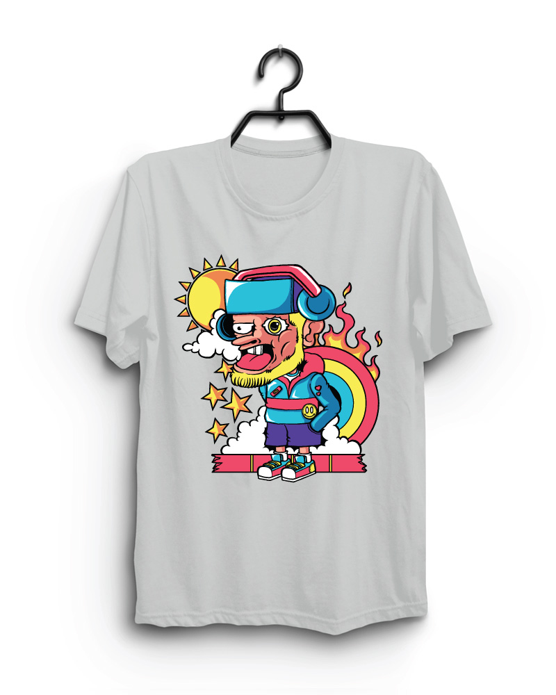 Cloth Machine old sun pure cotton Grey Tshirt