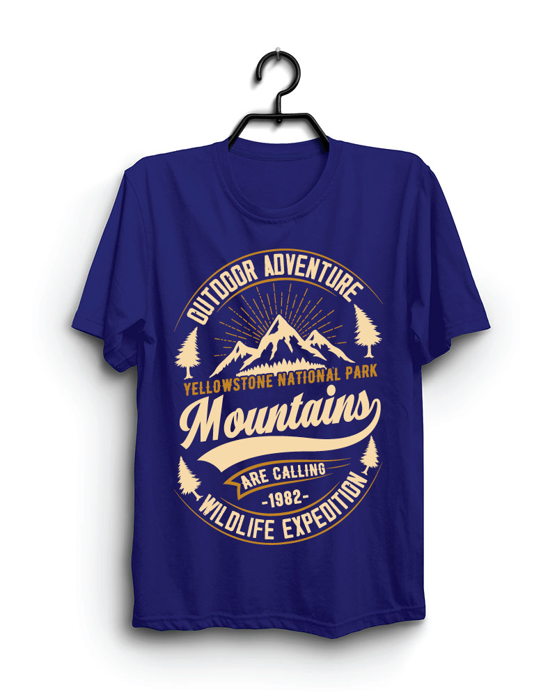 Cloth Machine outdoor adventure pure cotton Royal Blue Tshirt