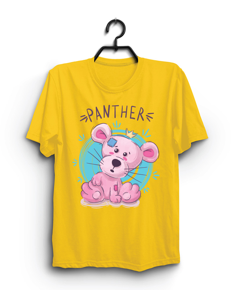 Cloth Machine panther pure cotton Yellow Tshirt