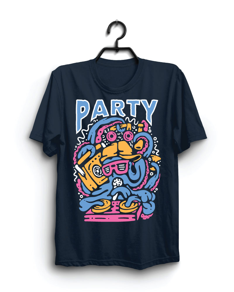 Cloth Machine party pure cotton Navy Blue Tshirt