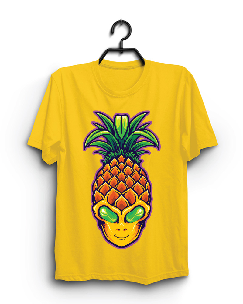 Cloth Machine pineapple alien pure cotton Yellow Tshirt